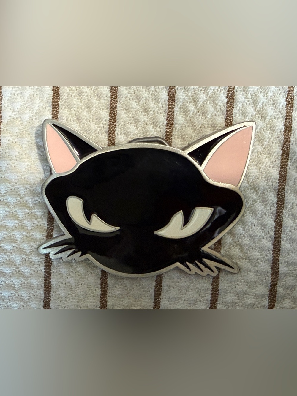 Black Cat Enamel Belt Buckle. Pewter.